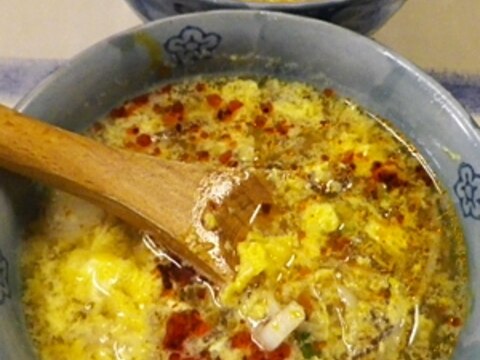 超簡単、もずく酢長芋の花椒スープ